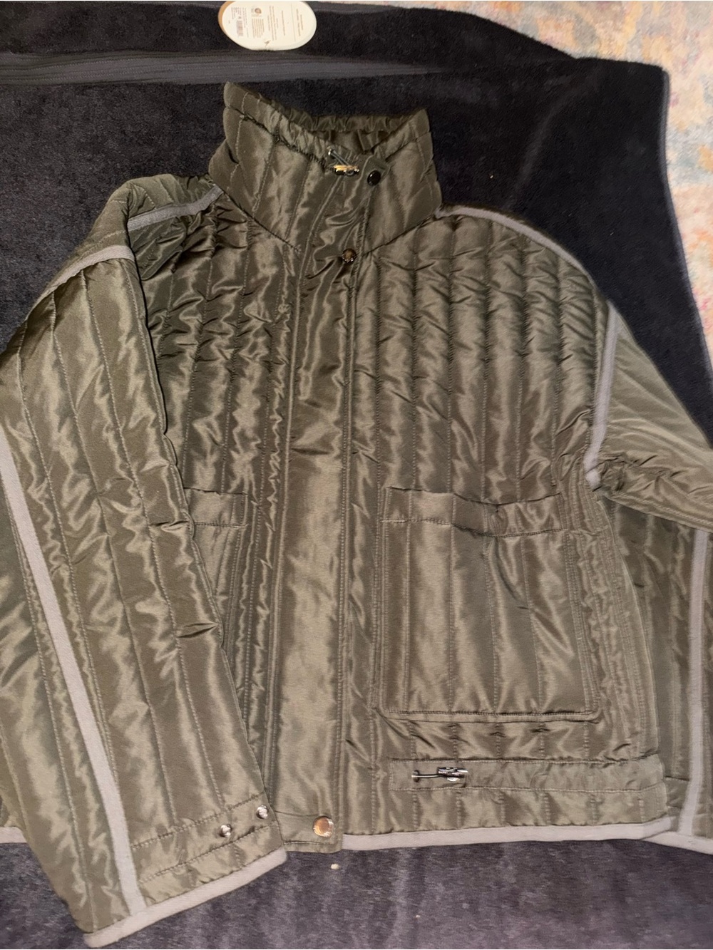 Women’s Lucky Brand Quilted Stand-Up Collar Jacket Free Dark Green XL